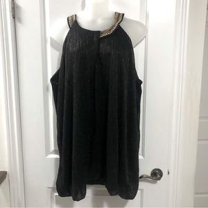 Penningtons Shimmer Gauze Tank with Embellished Collar size 5X